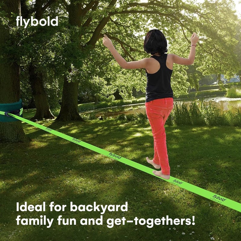 Flybold 57ft Slackline Kit - Slack Lines for Backyard for Kids and Adults with Tree Protectors, Carry Bag and Ratchet - Ninja Slackline Obstacle Course and Balance Rope for Core Strength Training - Image 2